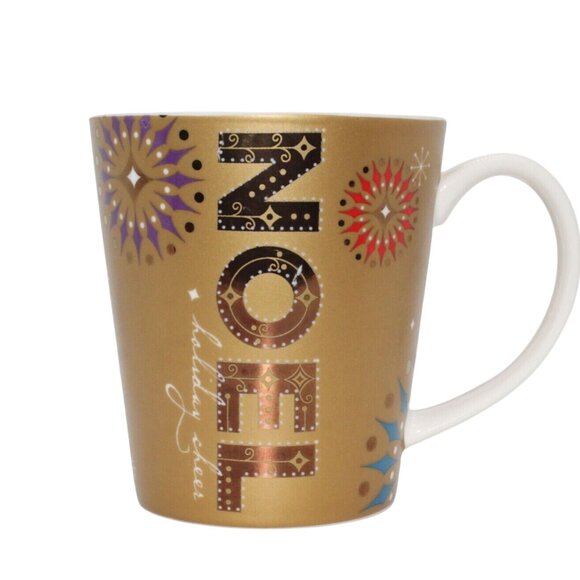 Starbucks Gold Noel Holiday Cheer 2006 Coffee Cup Mug 14oz - Picture 3 of 6